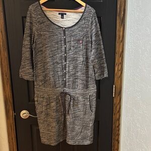 Tommy Hilfiger Heather Gray Midi Dress with Drawstring